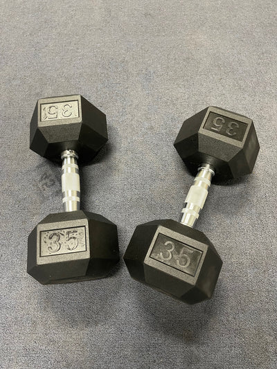 RUBBER HEX DUMBBELLS SET FROM 5 TO 50 LBS