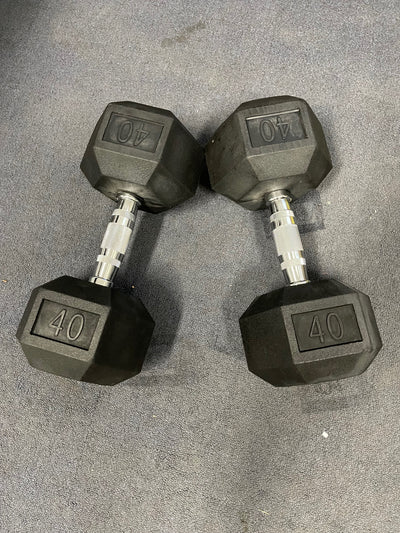 RUBBER HEX DUMBBELLS SET FROM 5 TO 50 LBS