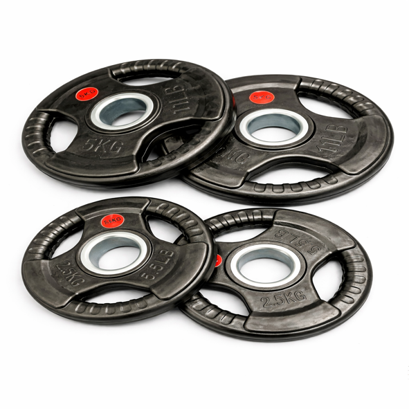 Rubber Coated Tri-Grip 2" Olympic Weight Plates 5.5 and 11 lbs Pairs