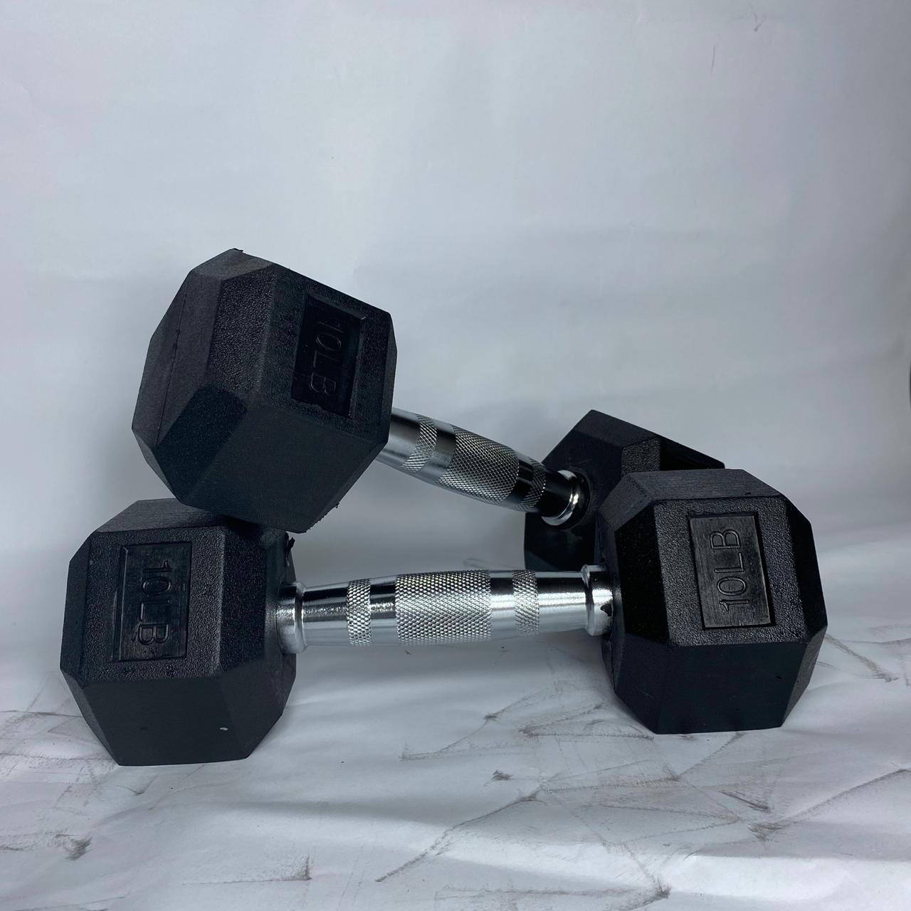 RUBBER HEX DUMBBELLS SET FROM 5 TO 50 LBS