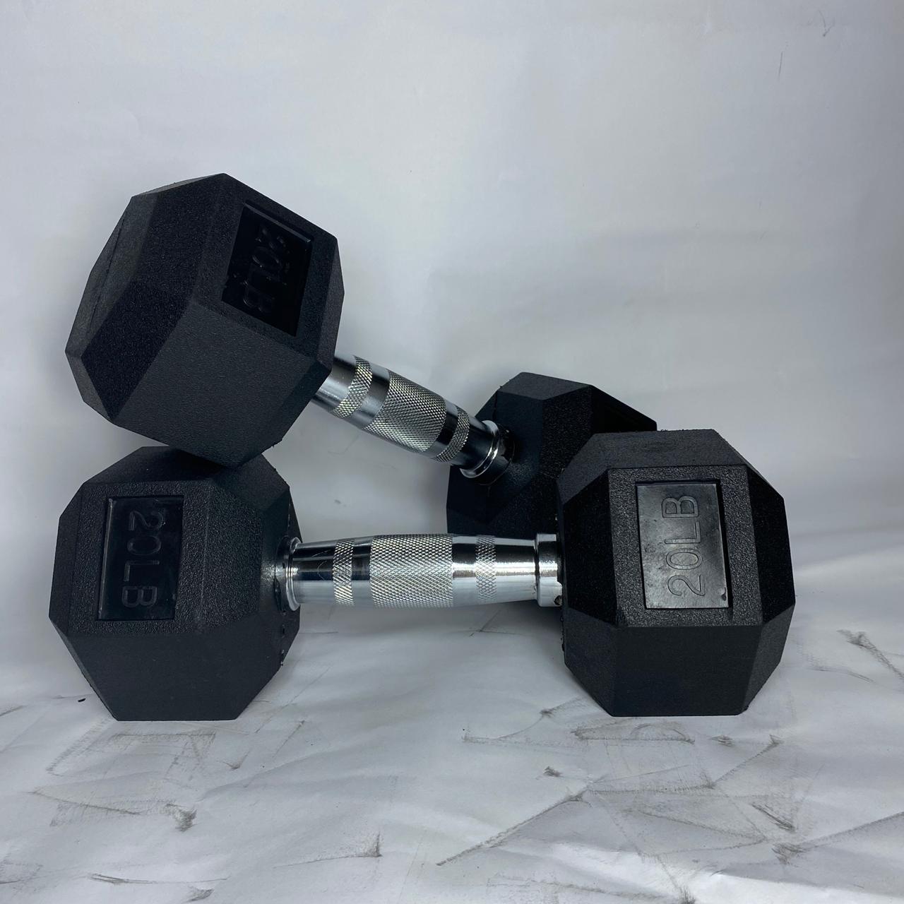RUBBER HEX DUMBBELLS SET FROM 5 TO 50 LBS