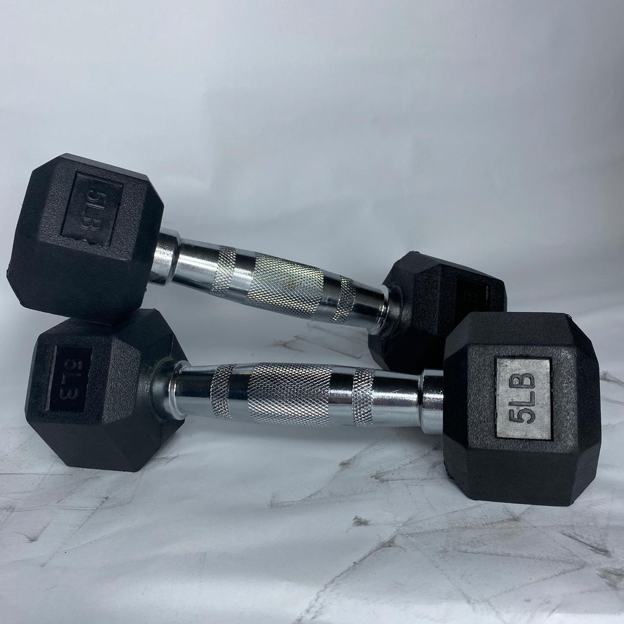 RUBBER HEX DUMBBELLS SET FROM 5 TO 50 LBS
