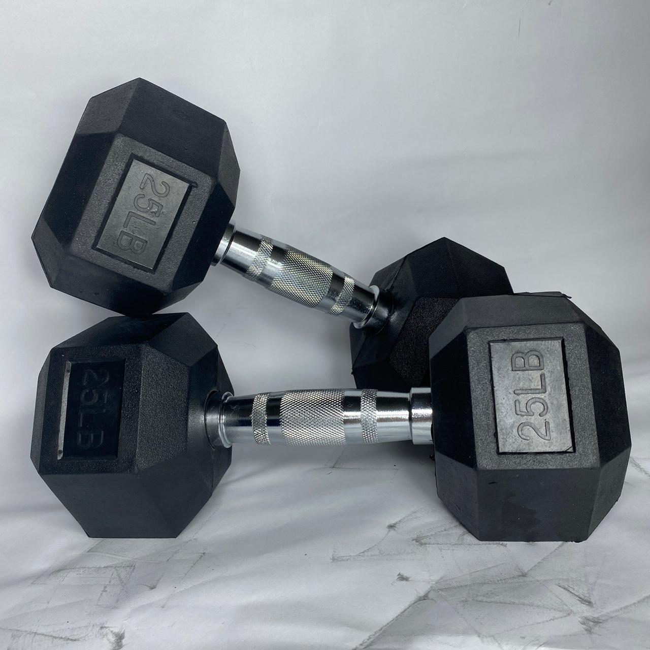 RUBBER HEX DUMBBELLS SET FROM 5 TO 50 LBS